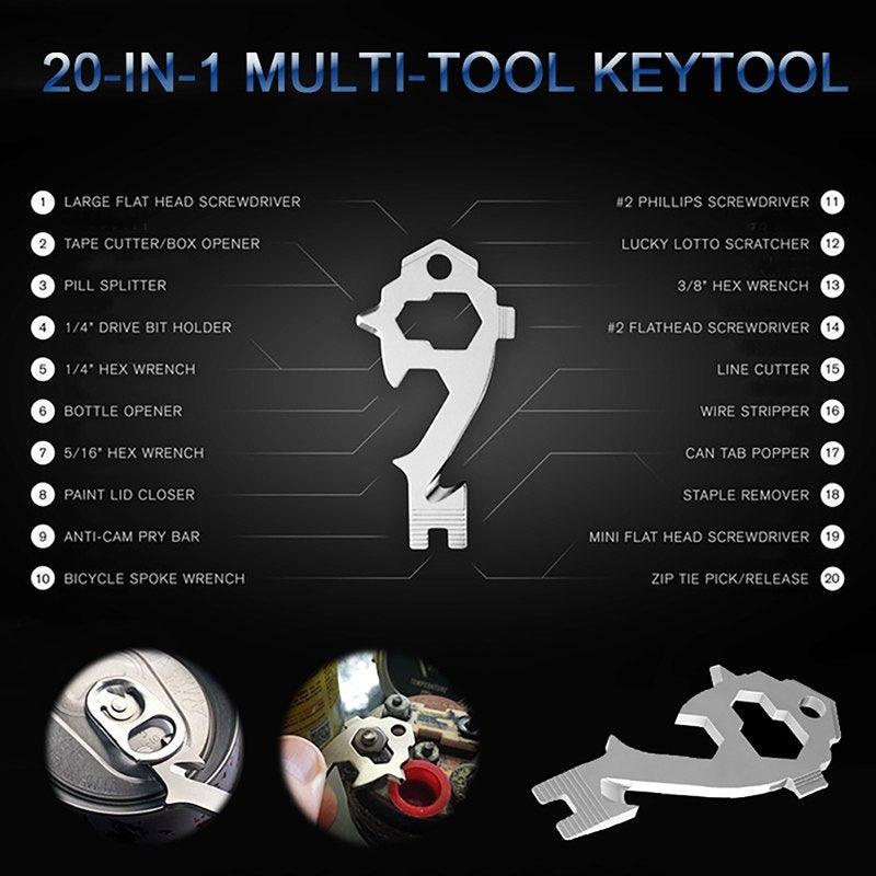 20-in-1 Stainless Steel EDC Multi-Tool Keychain – Compact, Durable, and Ready for Any Task